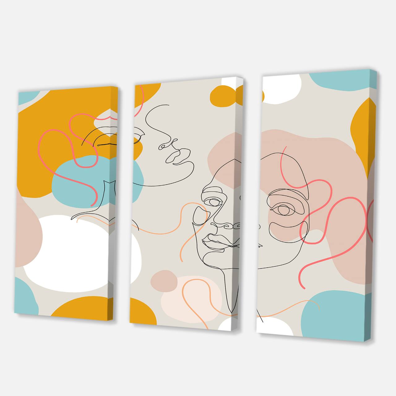 Designart - Minimal One Line Portrait of Female Face II - Modern Canvas Wall Art Print